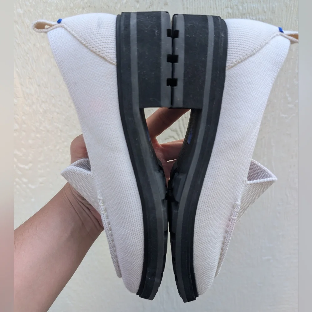 Rothy's The Lug Loafer Merino Wool Slip On Shoe Chunky Sole Ivory Cream Size 8 - Picture 5 of 6